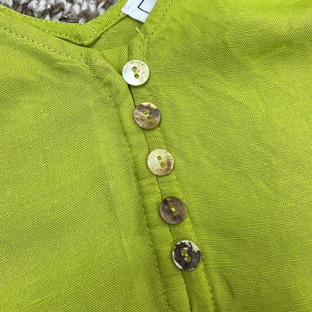 FOR THE REPUBLIC LINEN RAYON TANK TOP TUNIC WITH BEADS LIME GREEN SIZE MEDIUM - Picture 11 of 11